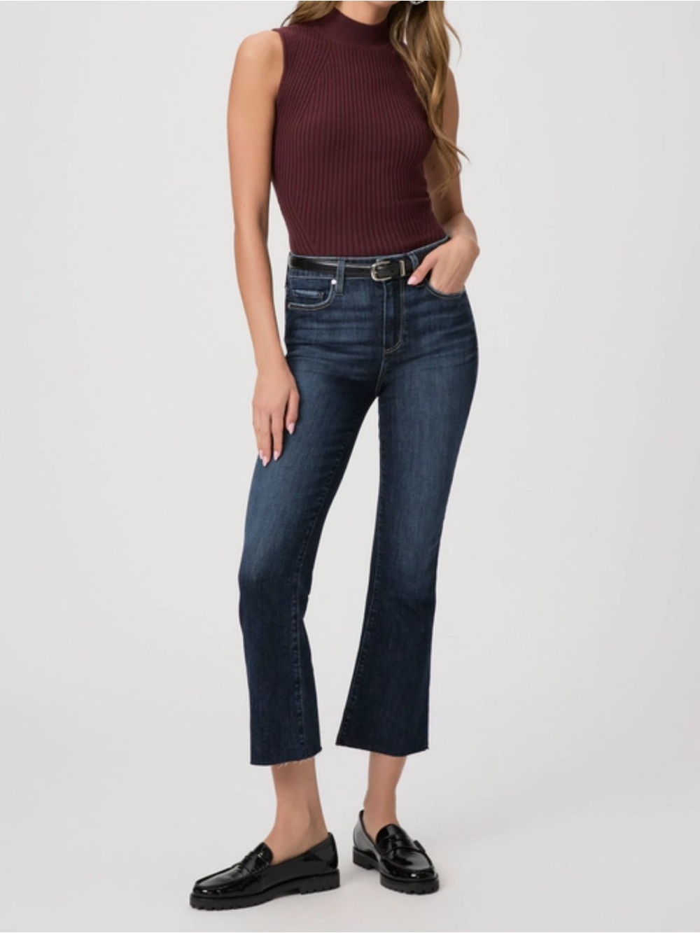 Paige Colette Crop Flare Raw Hem Jean. Size 27 Women #576